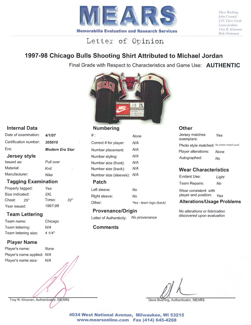 Authentic Chicago Bulls 1997 Shooting Shirt