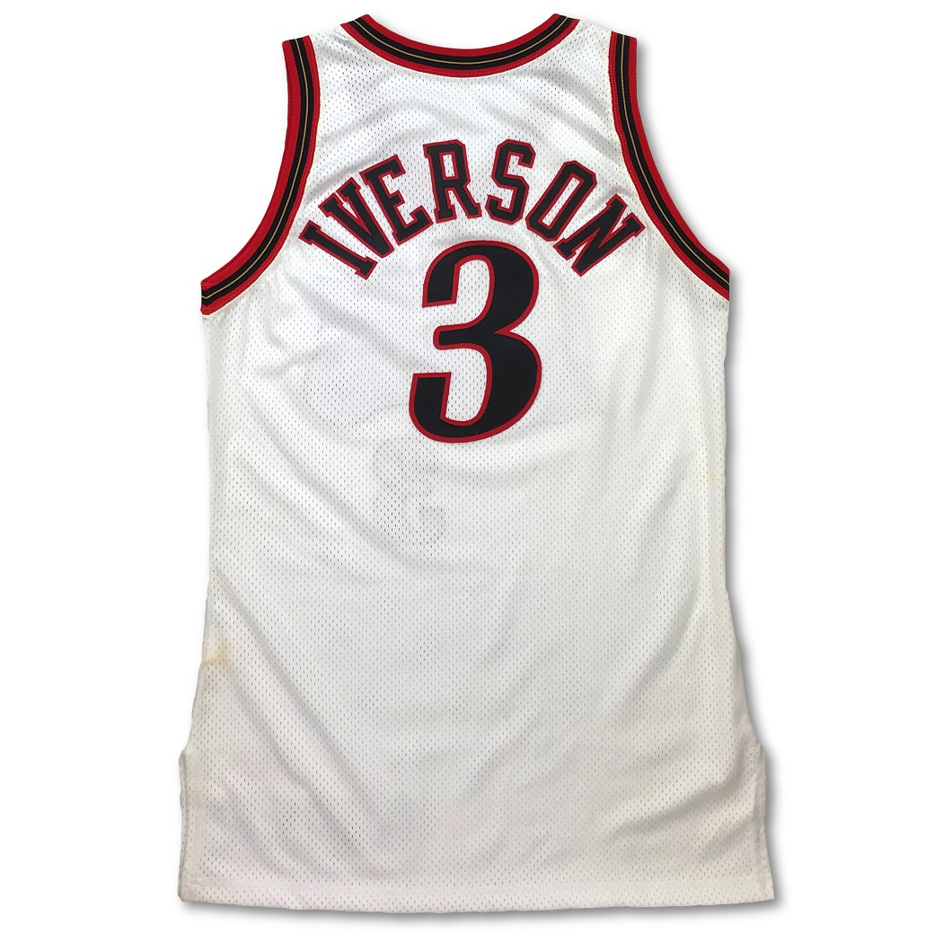2002-2003 Allen Iverson Autographed Game Used Philadelphia Alternate  Basketball Jersey - Mears A10 - BAS