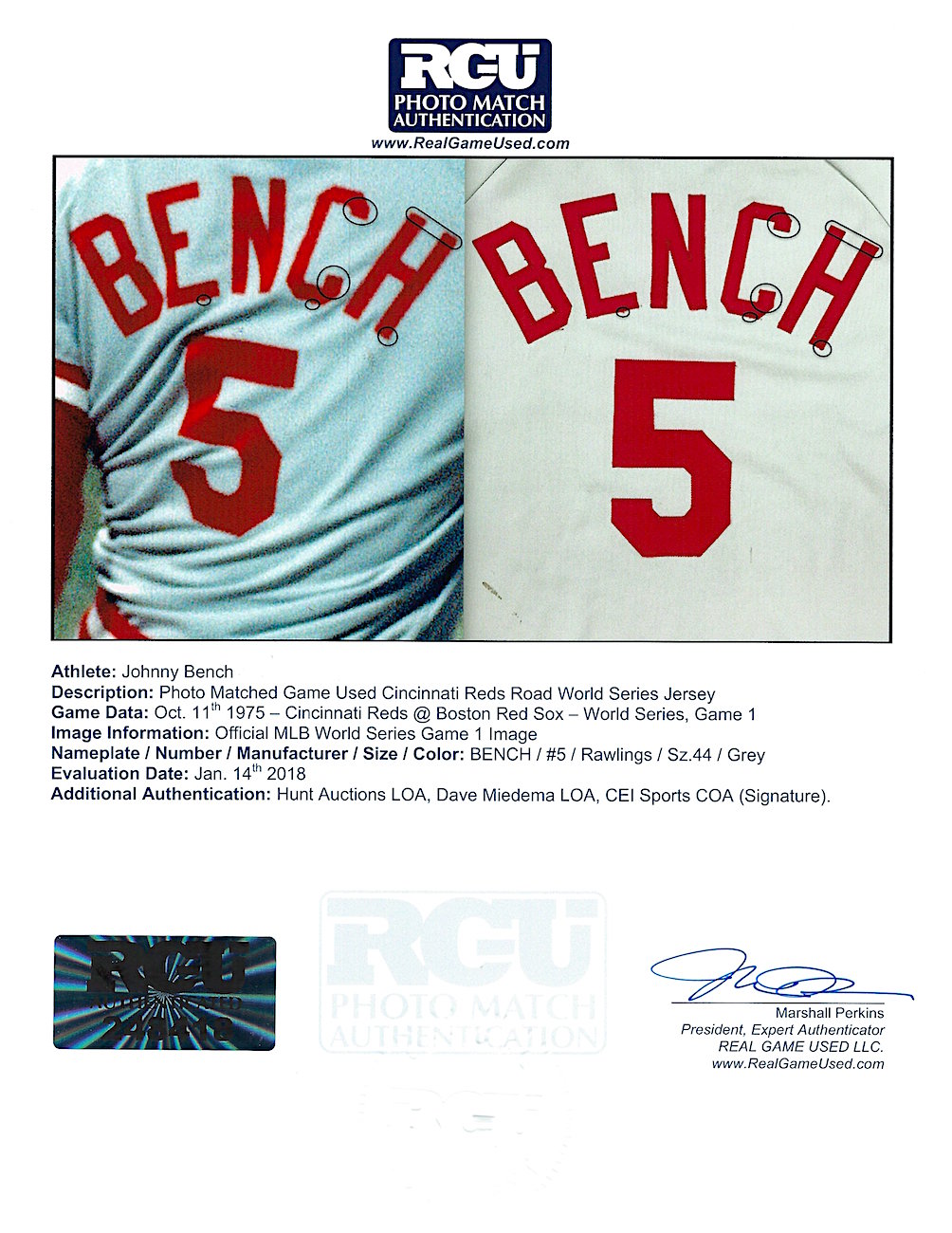 Johnny Bench Autographed Cincinnati Reds Grey Majestic Jersey w/HOF - – The  Jersey Source