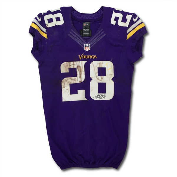 Adrian Peterson Photo Matched 11/7/2013 Minnesota Vikings Game Worn & Signed Home Jersey - 2 TDs! (MEARS A10/JSA)
