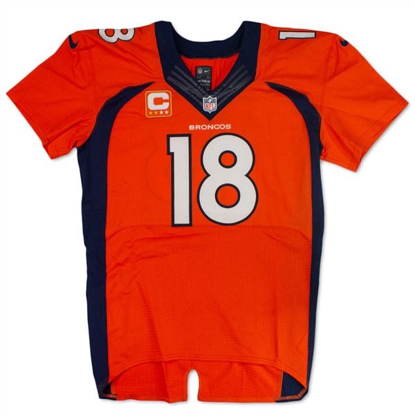 Peyton Manning Photo Matched 12/12/2013 Denver Broncos Game Worn Home Jersey - Record Setting MVP Season (Broncos/Panini LOA)