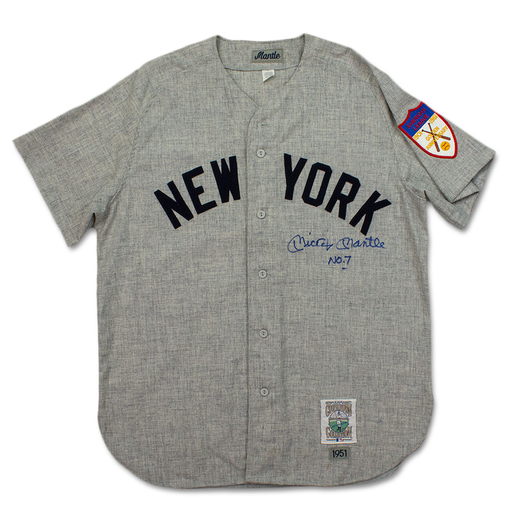 Mickey Mantle No. 7 Signed Authentic New York Yankees Game Jersey