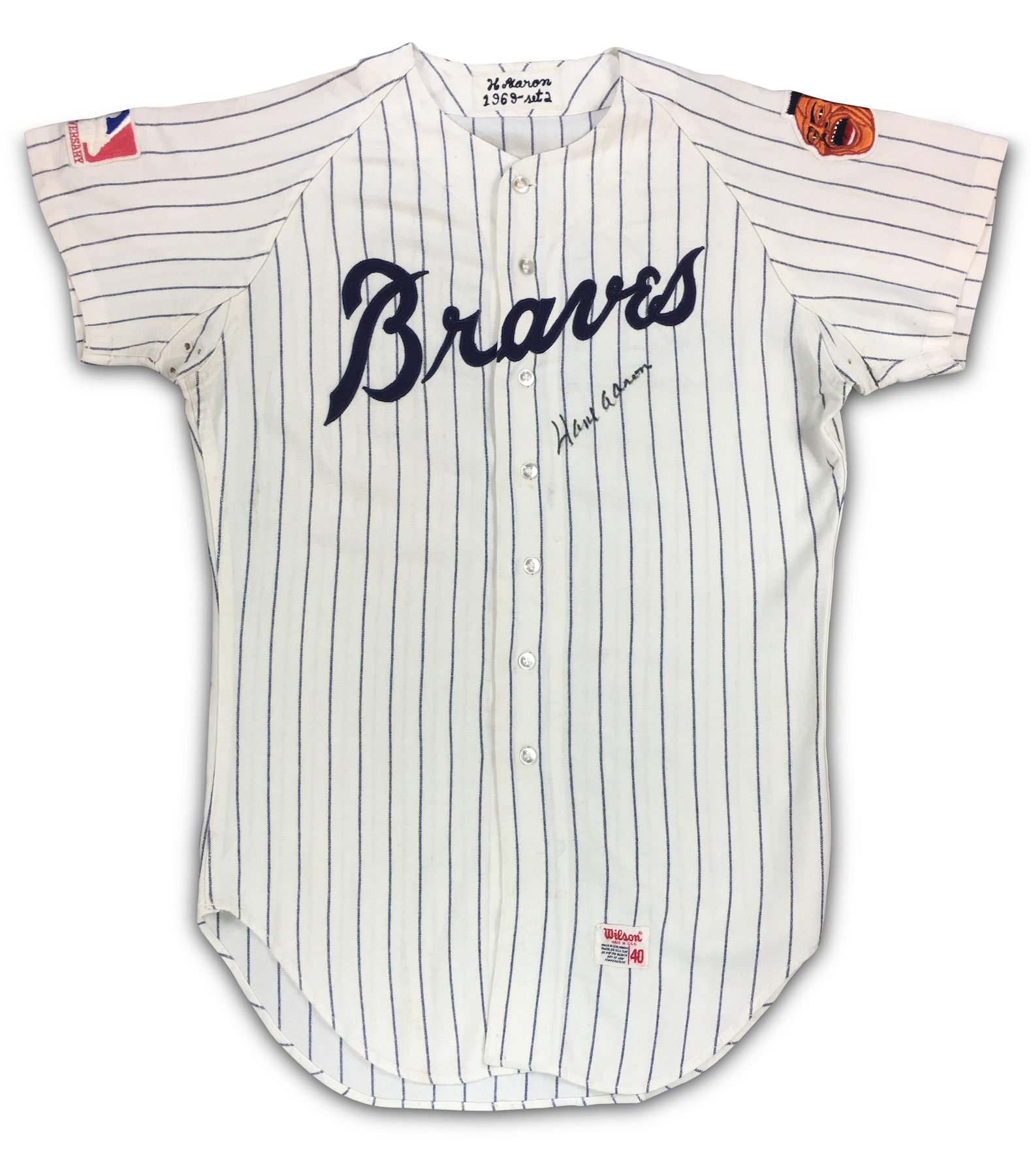 Jersey for the Atlanta Braves worn and autographed by Hank Aaron