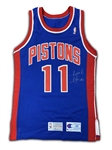 Isaiah Thomas 1992-93 Detroit Pistons Team Issued Signed Home Jersey (MEARS LOA, PSA)