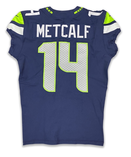 DK Metcalf 11/3/2019 Seattle Seahawks Game Worn ROOKIE Home Jersey - Photo Matched to Best Game of his Rookie Season, NFL Auctions COA