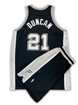 Tim Duncan 2005-06 San Antonio Spurs Team Issued & Signed Road Jersey & Shorts