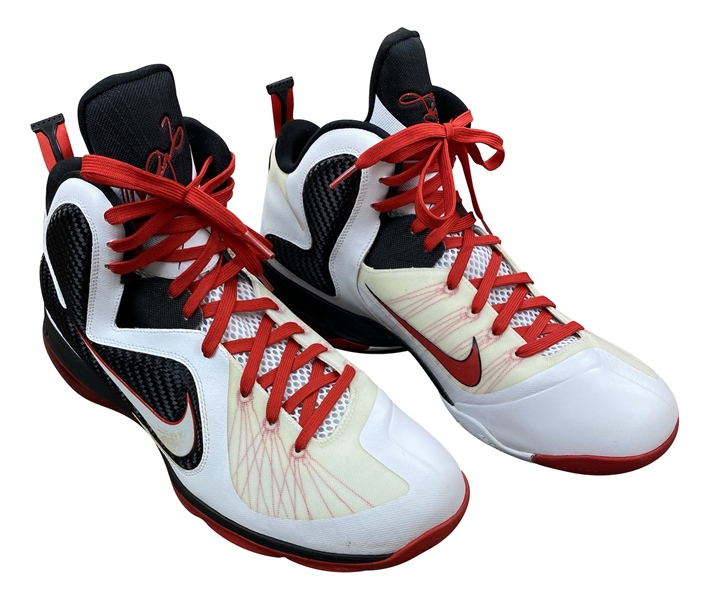 LeBron James 1/17/2012 & 1/24/2012 Miami Heat Game Worn Nike Sneakers - 1st NBA Title Season, 3rd MVP Season, 51 Total Points Scored (RGU Photo Match LOA)