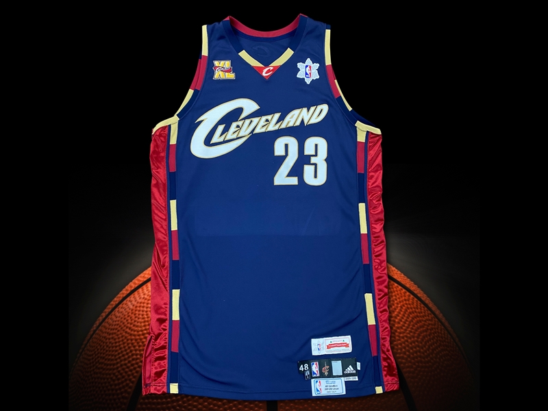 LeBron James 2009-10 Cleveland Cavaliers Game Worn Alternate Jersey - 09 Christmas Showdown versus Kobe Bryant - NBA Photo Match LOA - 1st Time Seen Popular Alternate Style w/Dual 1/1 Style Patches