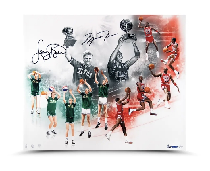 Michael Jordan & Larry Bird Autographed/Signed All Star Saturday Night 20 x 24 UDA / Upper Deck