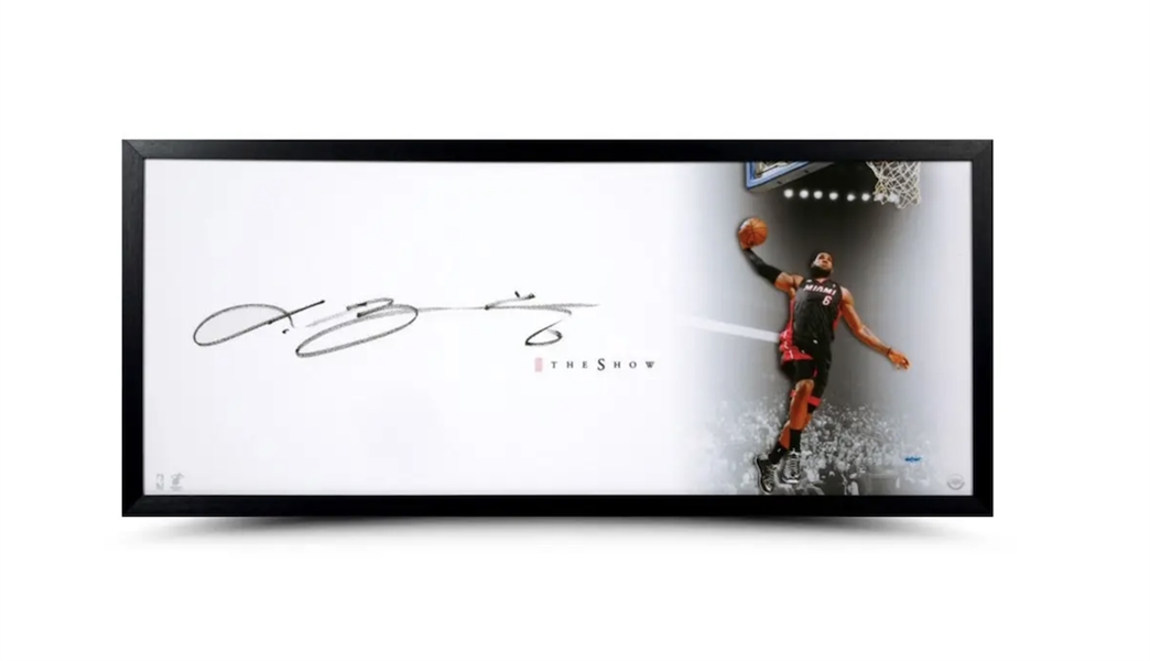 LeBron James Autographed/Signed 46x20" Miami Heat "The Show" Designed Photo UDA Upper Deck