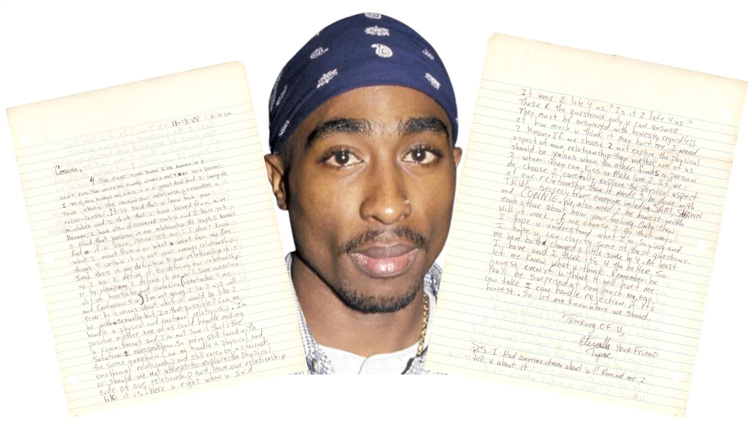 Tupac Shakur Autograph 2-Sided letter signed ("Thinking of You. Eternally your friend, Tupac"), to Cosima Dated Nov. 13, 1988 - PSA/DNA Quick Opinion & Sothebys Provenance