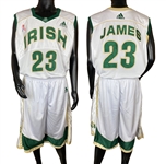 2003 LeBron James St. Vincent-St. Marys Irish High School Game Used Home Jersey - MEARS LOA - Visible Puckering 