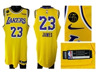 LeBron James 2019-20 Los Angeles Lakers Team Issued Home Jersey - Kobe Bryant Memorial Patch & David Stern Armband - Championship Season