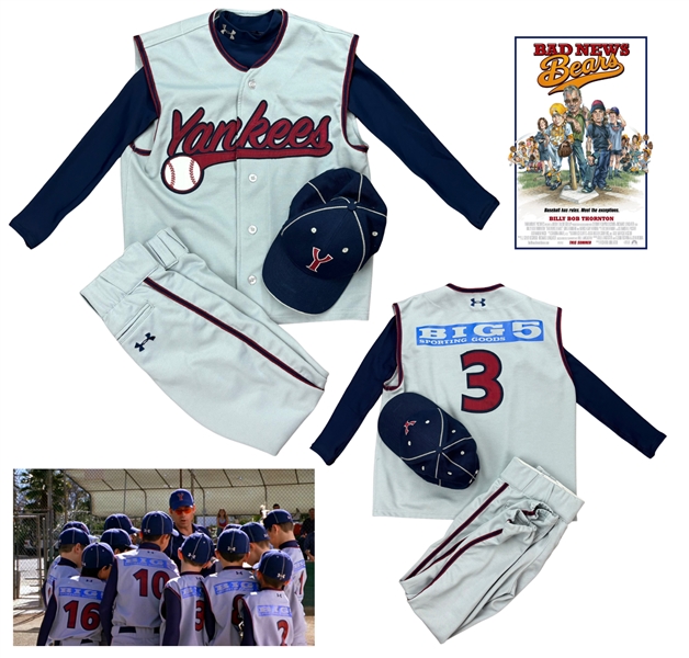 Yankees #3 Team Uniform Screen Used "Bad News Bears" - Premiere Props / Universal Pictures LOA