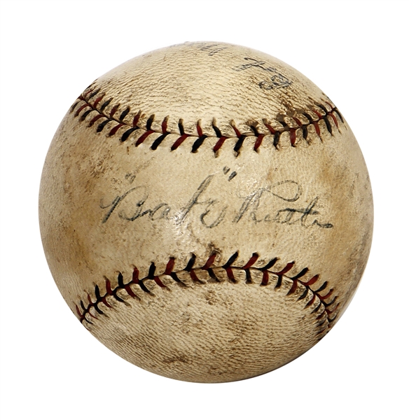 Babe Ruth Signed 10/21/1924 Home Run Barnstorming Baseball - Detailed Letter of Provenance (MEARS, JSA)