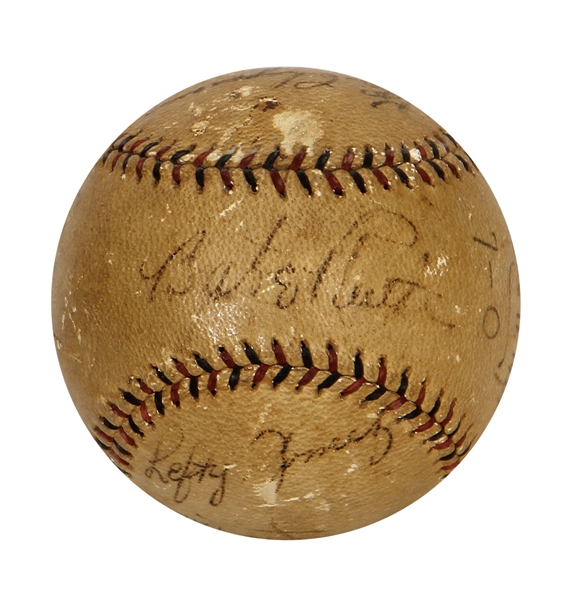 1934 Babe Ruth, Lou Gehrig & Others Multi-Signed Game-Used West Point Baseball Possible Babe Ruth Home Run (JSA & Incredible Letter Of Provenance)