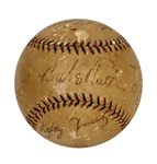 1934 Babe Ruth, Lou Gehrig & Others Multi-Signed Game-Used West Point Baseball Possible Babe Ruth Home Run (JSA & Incredible Letter Of Provenance)