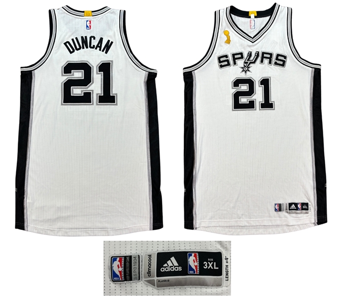 Tim Duncan 2014-15 Kia NBA Tip Off PHOTO MATCHED Game Worn San Antonio Spurs Home Jersey - NBA Finals Patch