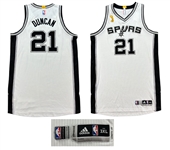 Tim Duncan 2014-15 Kia NBA Tip Off PHOTO MATCHED Game Worn San Antonio Spurs Home Jersey - NBA Finals Patch