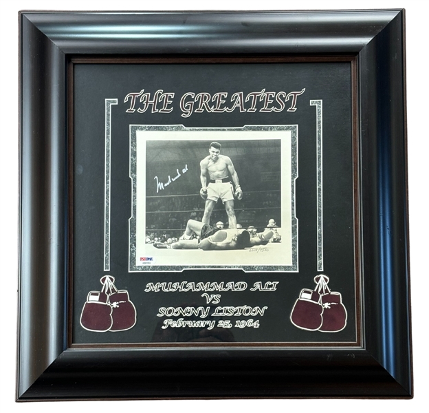 Muhammad Ali Signed Custom 19x19" Framed Photo Display LE 6500 (PSA)