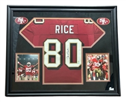 Jerry Rice Signed Jersey San Francisco 49ers Custom Framed 41"x35" Display (Rice Hologram)