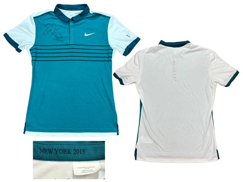 Roger Federer 2015 U.S. Open Men’s Singles PHOTO MATCHED Match Worn Shirt – Federer Foundation COA (RGU)