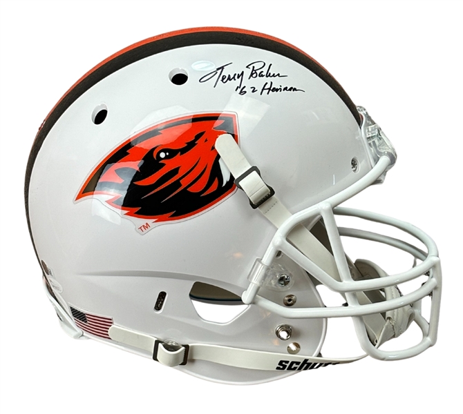 Terry Baker Signed and Inscribed Authentic Oregon State Full Size Helmet (JSA COA)