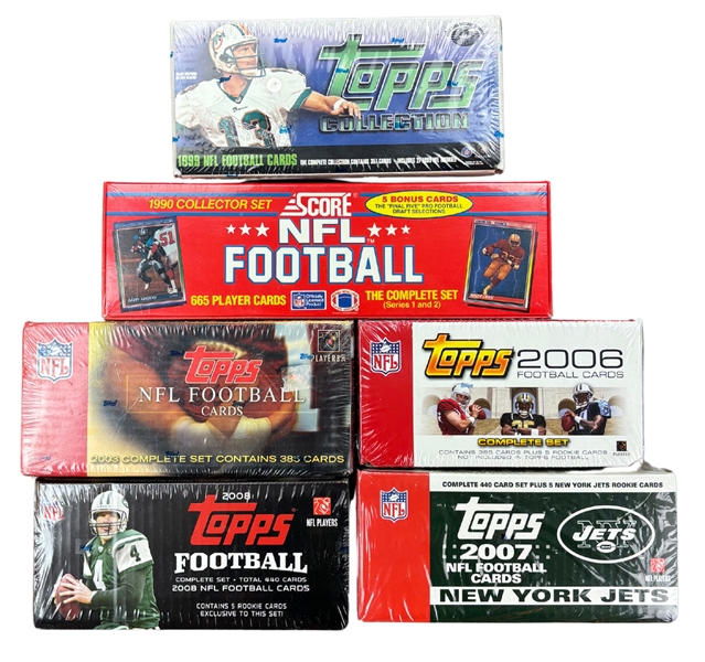 (5) Complete Football Card Sets - 1990 Score, 1999 Topps, 2003 Topps, 2006 Topps,  2007 Topps & 2008 Topps Sets