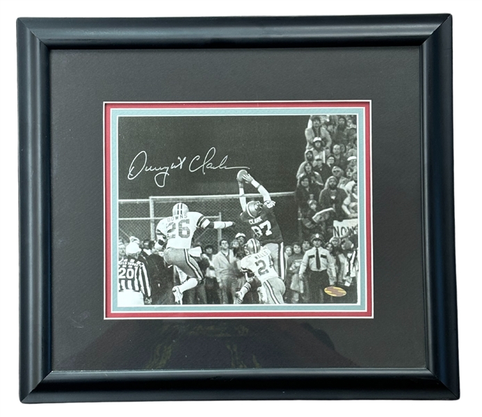 Dwight Clark Signed Photo 17"x15" Framed Dislplay (Player Hologram)