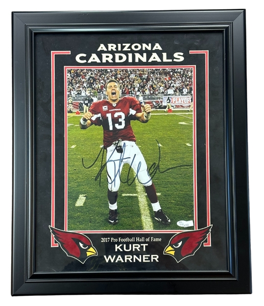 Kurt Warner Signed Photo 20"x24" Framed Display (JSA Sticker)