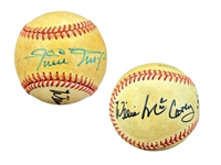 Willie Mays & Willie McCovey Signed Official National League Charles Feeney Baseball (JSA)