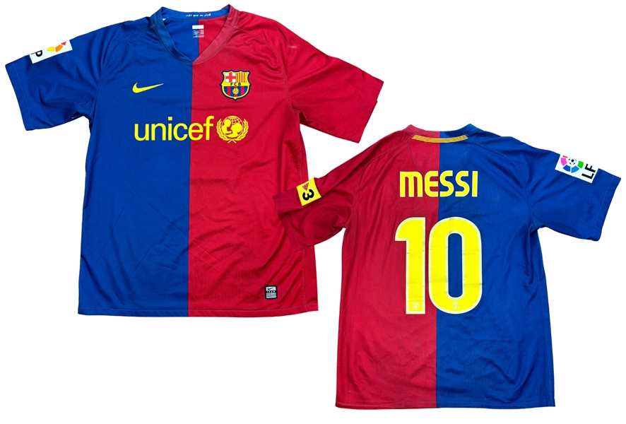 Lionel Messi 2008-09 FC Barcelona Match Worn Jersey - Convincing Wear - Excellent Example (RGU Game Used LOA & MEARS)