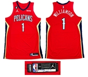 Zion Williamson 2022-23 New Orleans Pelicans PHOTO MATCHED Game Worn Road Jersey - Bill Russell Patch (RGU Match LOA & NBA LOA)