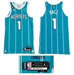 LaMelo Ball 2022-23 Charlotte Hornets PHOTO MATCHED Game Worn Road Jersey - Bill Russell Patch - Great Stats (RGU Match LOA & NBA LOA)