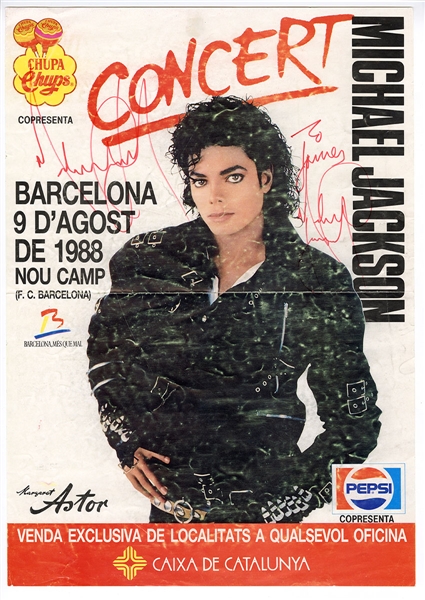 Michael Jackson Twice-Signed & Inscribed 1988 Bad Tour Barcelona Concert Poster (JSA)