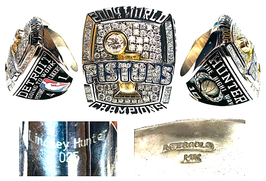 Lindsey Hunter 2004 NBA World Championship 14K Gold Diamond Ring - (Lindsey Hunter Letter of Provenance)