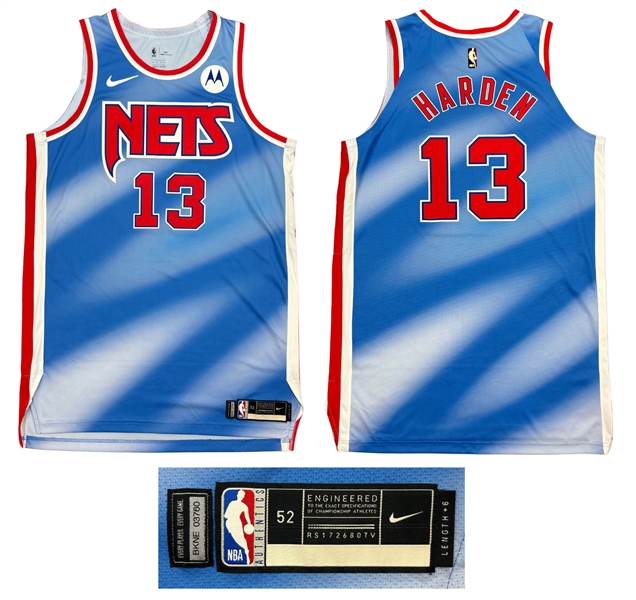 James Harden 2020-21 Brooklyn Nets TEAM ISSUED Throwback Style Road Jersey