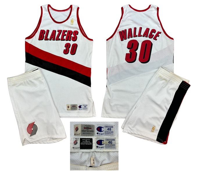 Rasheed Wallace 1996-97 Portland Trailblazers PHOTO MATCHED Game Worn Jersey & Shorts (Meigray LOA)