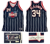 Hakeem Olajuwon 1999-00 Houston Rockets Game Worn & Twice Signed Road Jersey - Team Staff Provenance, Moderate Wear