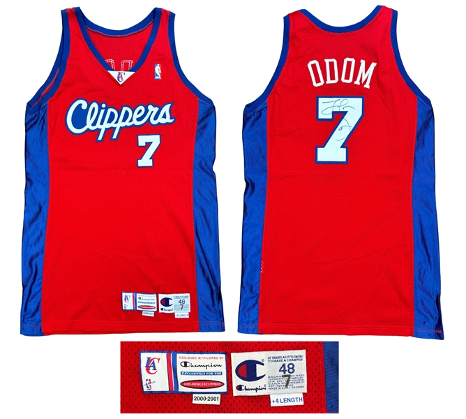 Lamar Odom 2000-01 Los Angeles Clippers Game Worn & Signed Road Jersey