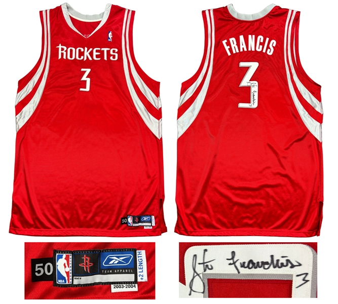 Steve Francis 2003-04 Houston Rockets Game Worn & Signed Road Jersey - Team Provanance, Light Wear