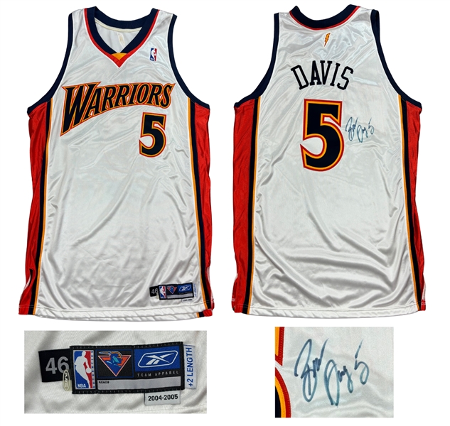 Baron Davis 2004-05 Golden State Warriors Game Worn & Signed Home Jersey