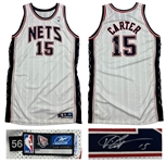 Vince Carter 2004-06 New Jersey Nets Game Worn & Signed Home Jersey - Visible Wear