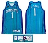 Baron Davis 1999-00 Charlotte Hornets Game Worn PHOTO MATCHED ROOKIE Playoff Jersey (RGU Match LOA)