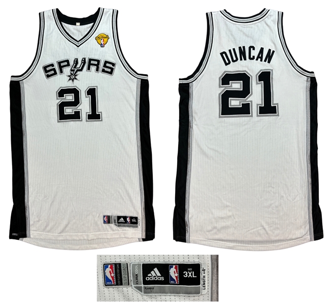 Tim Duncan 2013-14 San Antonio Spurs Game Worn PHOTO MATCHED Jersey - Heavy Wear,  Matched to 8 Games! NBA Finals Patch, NBA Title Season (SIA Match LOA)