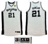 Tim Duncan 2013-14 San Antonio Spurs Game Worn PHOTO MATCHED Jersey - Heavy Wear,  Matched to 8 Games! NBA Finals Patch, NBA Title Season (SIA Match LOA)