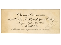 Brooklyn Bridge Extraordinary Original 1883 Opening Ceremonies Ticket