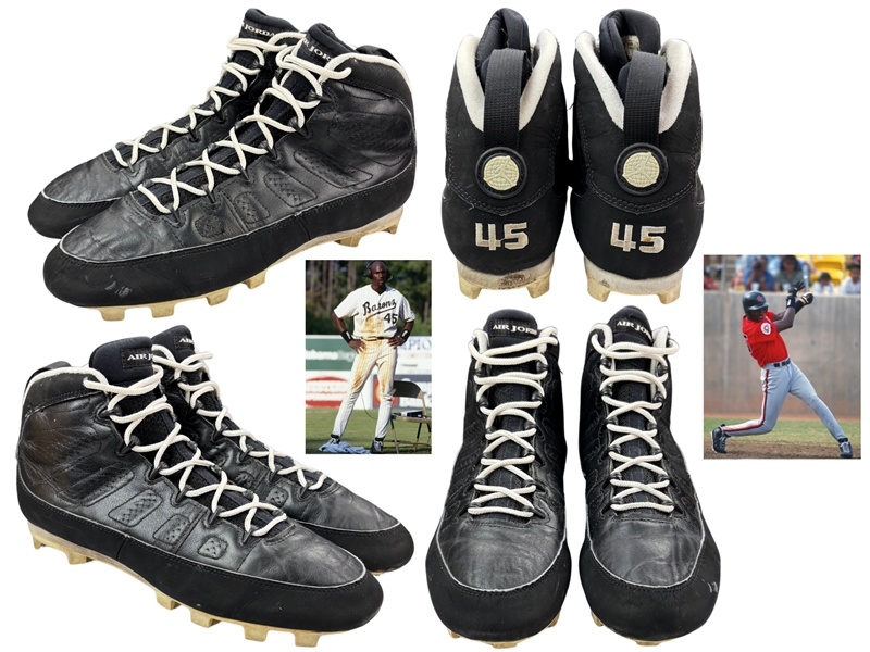 Michael Jordan 1994 Game Worn Air Jordan IX Cleats Photo Matched to Games with the Scottsdale Scorpions & Birmingham Barons (RGU Match LOA)