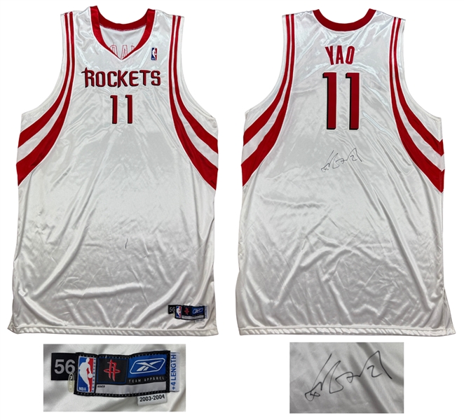 Yao Ming 2003-04 Houston Rockets Game Worn & Signed Home Jersey