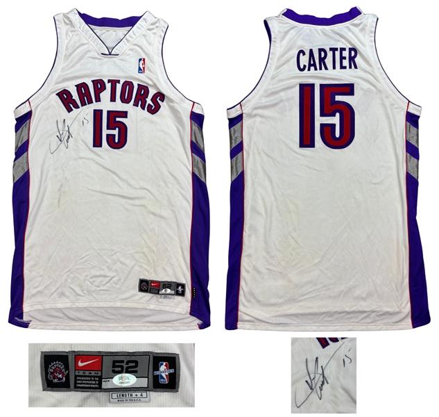 Vince Carter 1999-00 Toronto Raptors Team Issued Signed Home Jersey